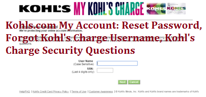 Forgot Kohl's Charge Username