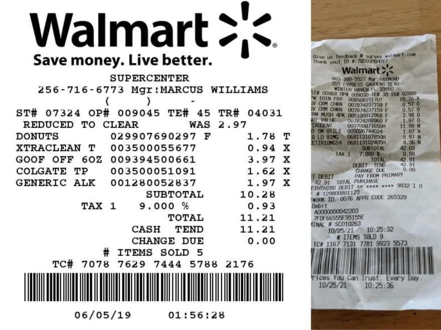 walmart fake receipts